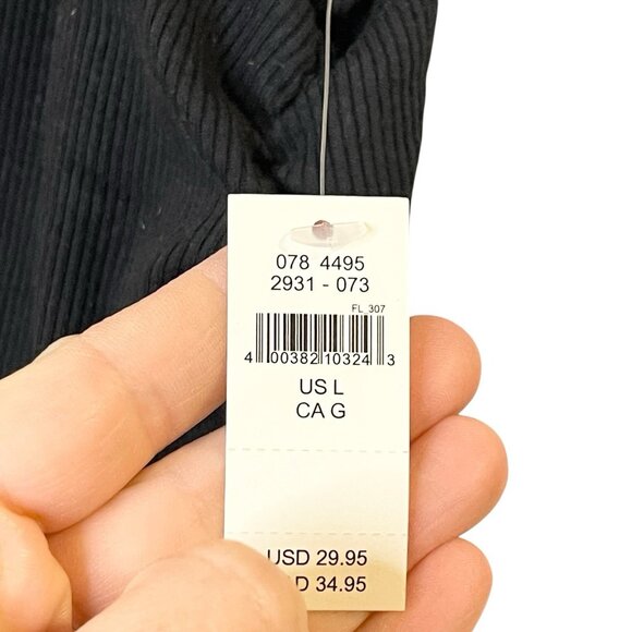 Aerie Rouchy Rib Tank Top Crop Stretchy Solid Black Size L NEW NWT - Picture 4 of 6